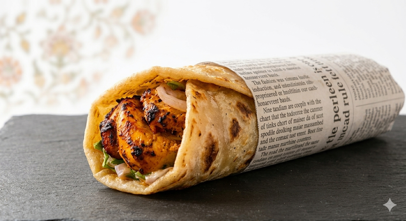 Kathi Roll de Pollo wrap indio de Kolkata en Desi Galli Barcelona