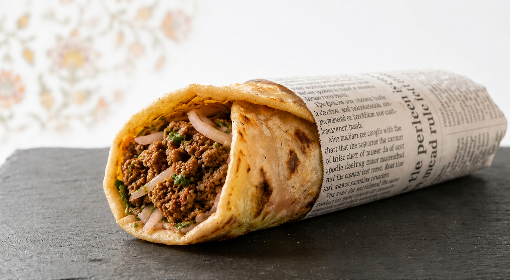Kathi Roll d'Anyell wrap indi de Kolkata a Desi Galli Barcelona