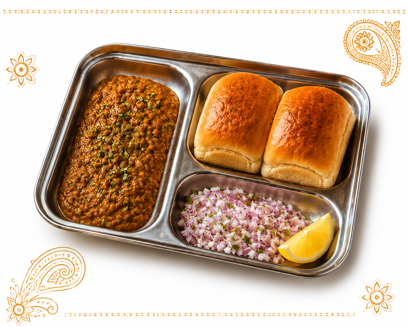 Pav Bhaji curry de vegetales con panecillo en Desi Galli Barcelona