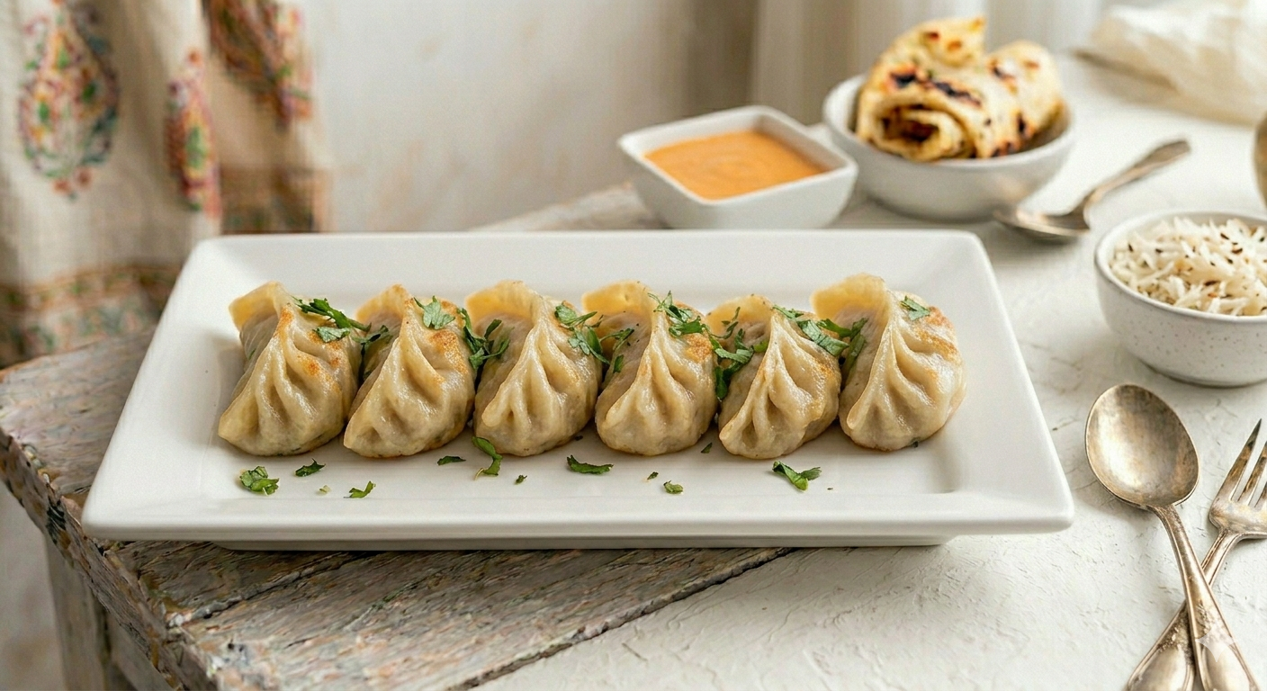 Tandoori Momos dumplings indios al horno tandoor en Desi Galli Barcelona