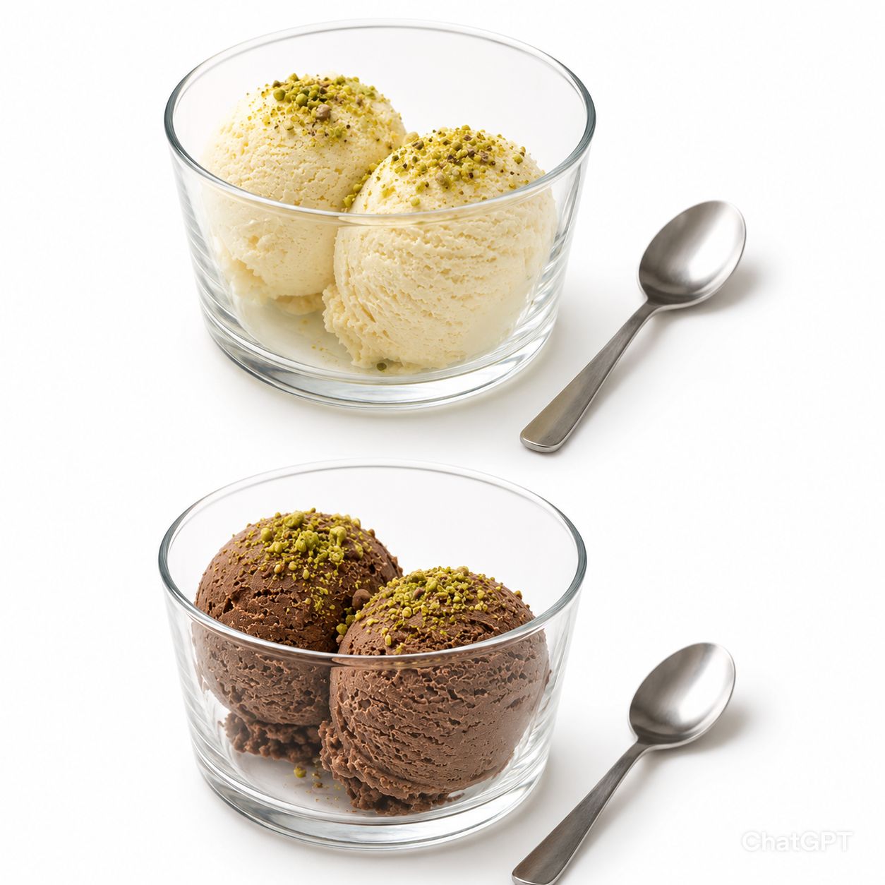 Helado de chocolate o vainilla postre en Desi Galli Barcelona