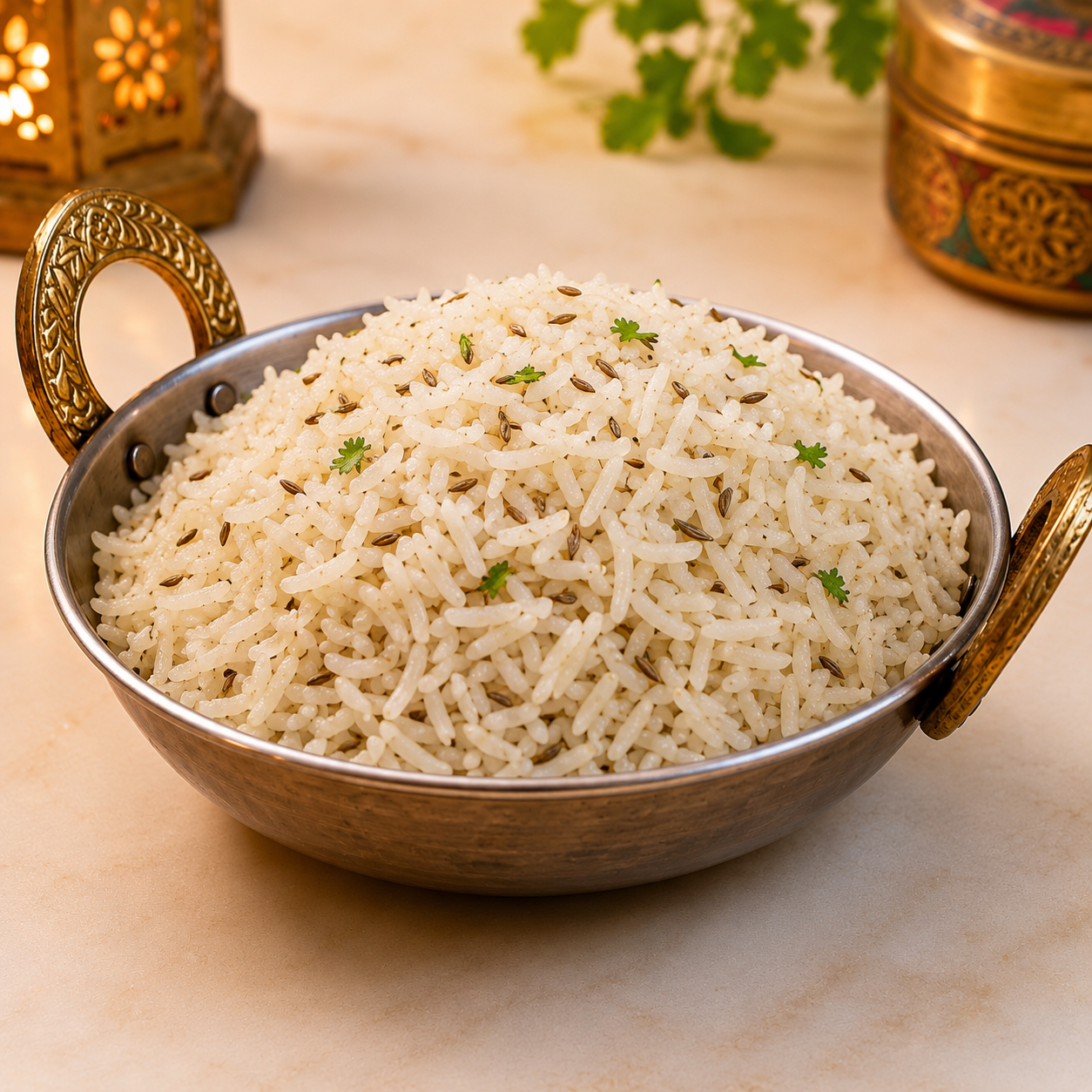 Jeera Rice arroz basmati con comino tostado en Desi Galli Barcelona