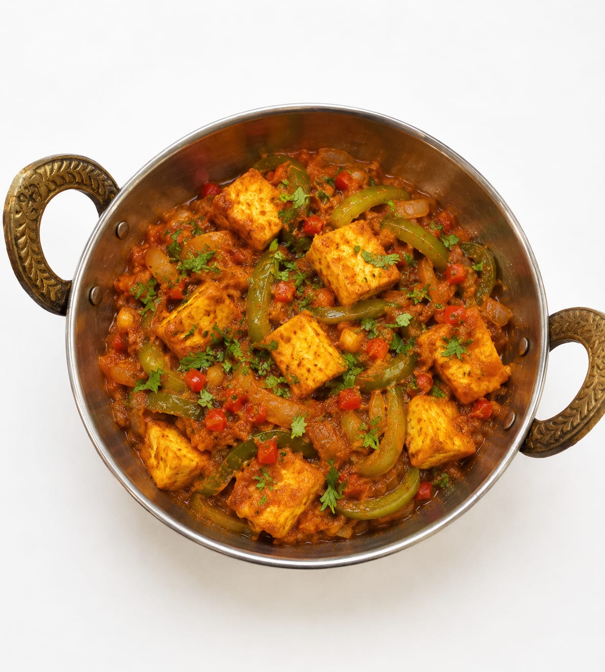 Karahi Paneer queso indio en curry especiado y aromático en Desi Galli Barcelona